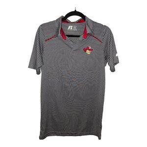 Russell Athletic Gray Striped Polo with Red Details